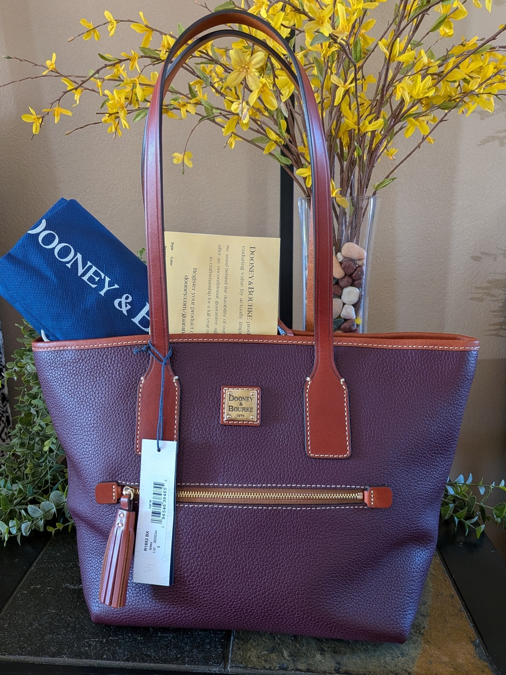 *LNWT! Dooney & Bourke Pebble Grain Tote in Bordeaux